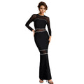 Rhinestone Mesh Sheer Party Maxi Dress