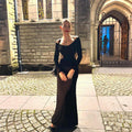 Backless Chain Detail Long Sleeve Maxi Dress