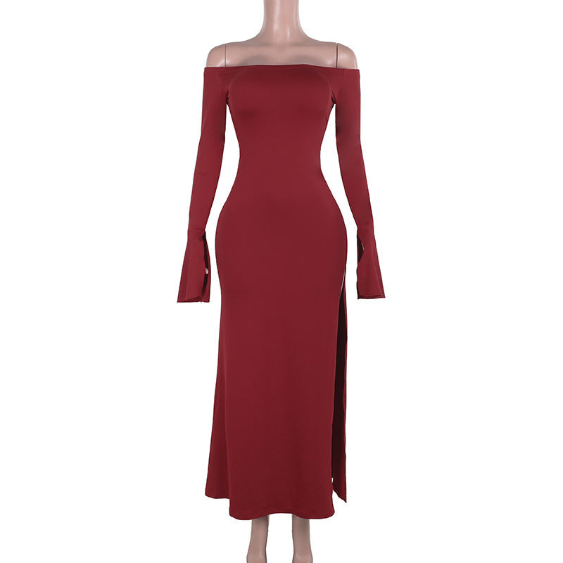 Off Shoulder Tied Elegant Fall Maxi Dress