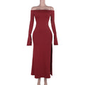 Off Shoulder Tied Elegant Fall Maxi Dress