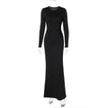 Cutout Round Neck Slim Long Sleeve Maxi Dress