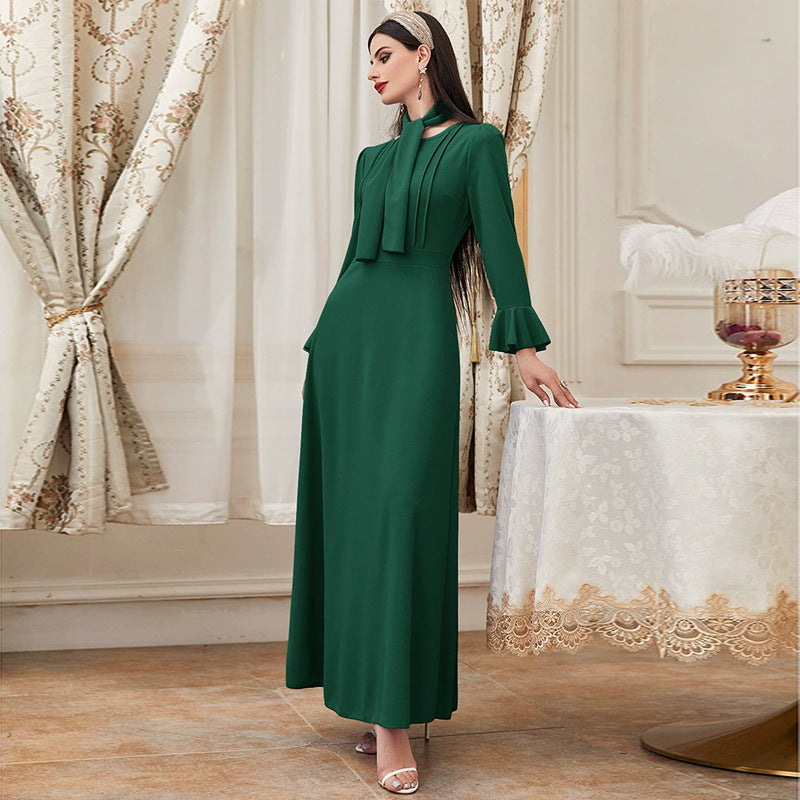 Ruffled Long Sleeve High Waist Maxi Dress