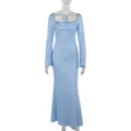 Printed Slim Sleeve Fall Chic Maxi Dress