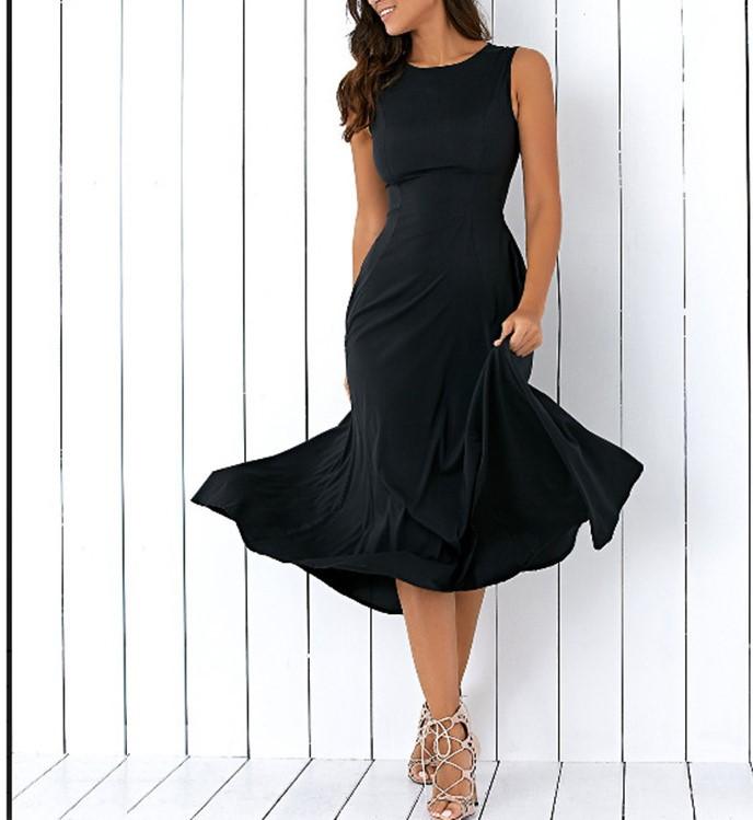 Plus Size Black Sleeveless Chic Party Dress