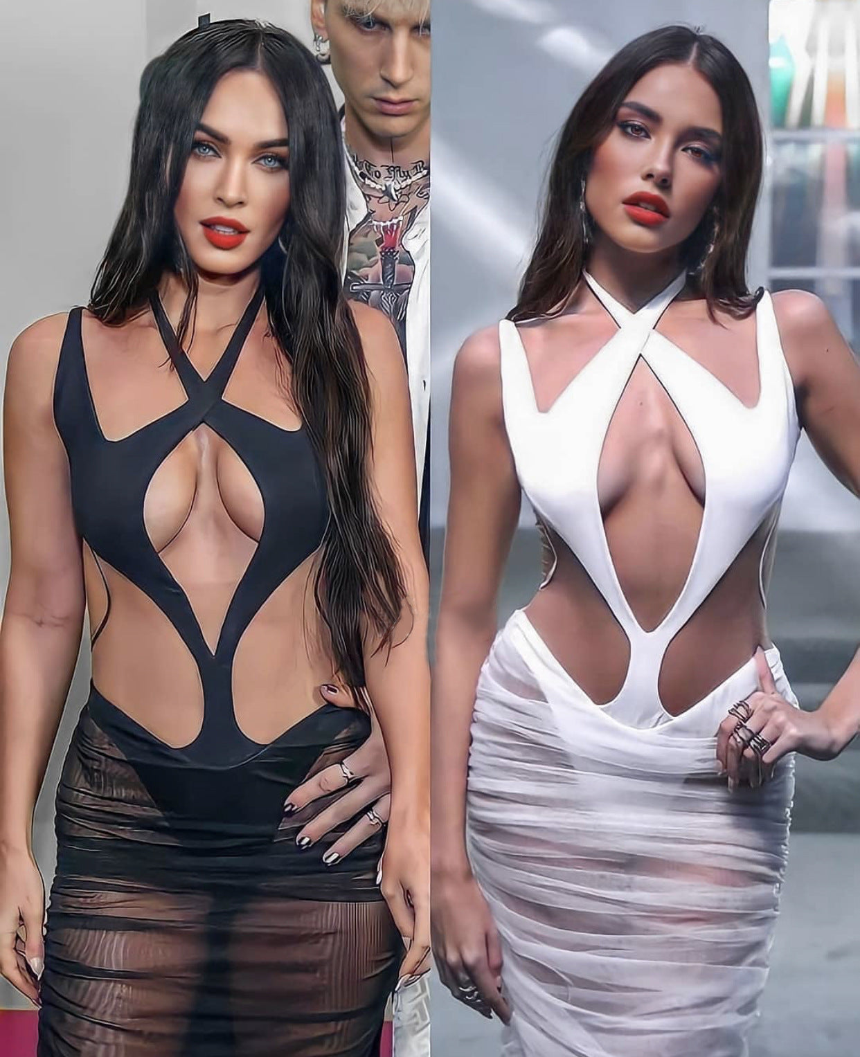 Mesh Hollow Out Semi-Transparent Slim Fit Maxi Dress