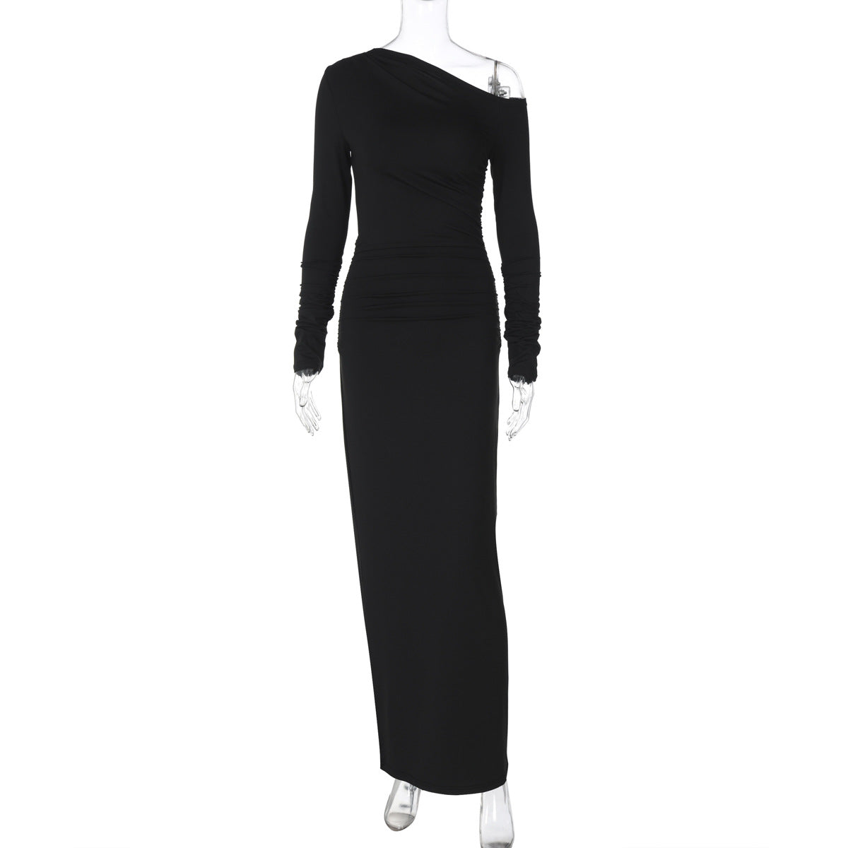 Exposed Shoulder Office Chic Maxi Dress