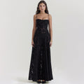 Black Sheer Backless Evening Maxi Dress