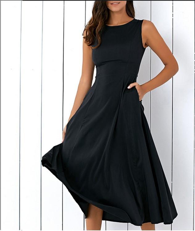 Plus Size Black Sleeveless Chic Party Dress
