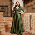 Curvy Satin Sequin Evening Maxi Dress