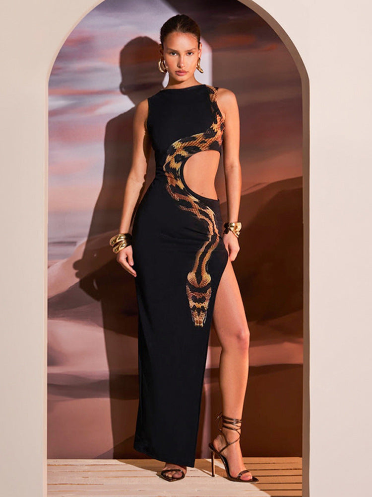 Pleated Patchwork Long Sleeve Maxi Dress