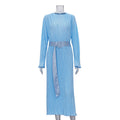 Pleated Belted Office Loose Maxi Dress