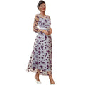 Lace High Waist Long Sleeve Swing Maxi Dress