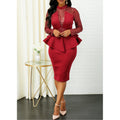 Plus Size Peplum Sequin Detail Fancy Party Dress