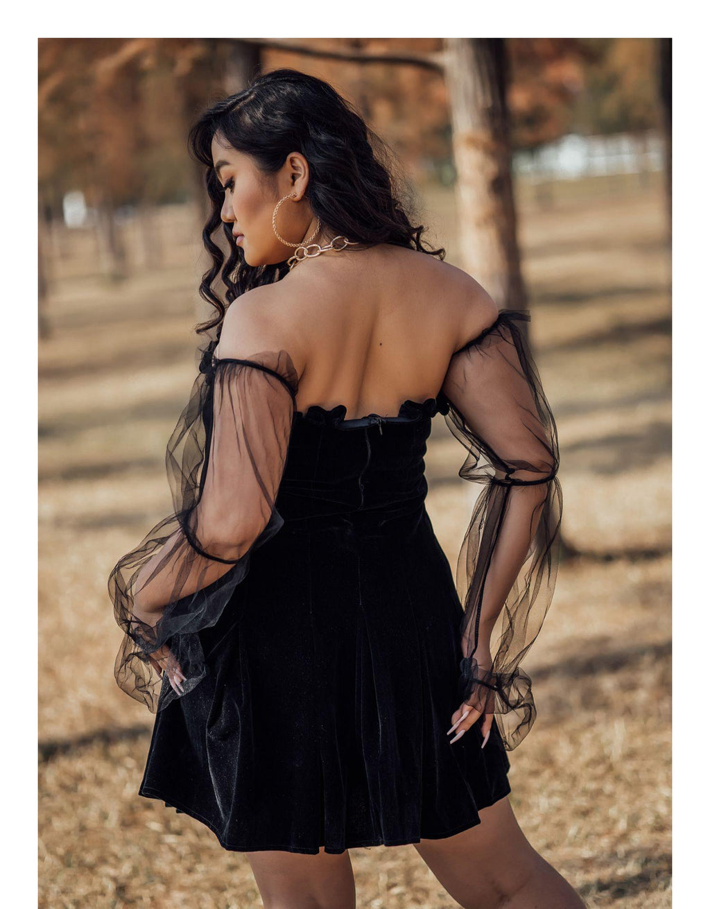 Off Shoulder Lantern Sleeve Elegant Mini Dress