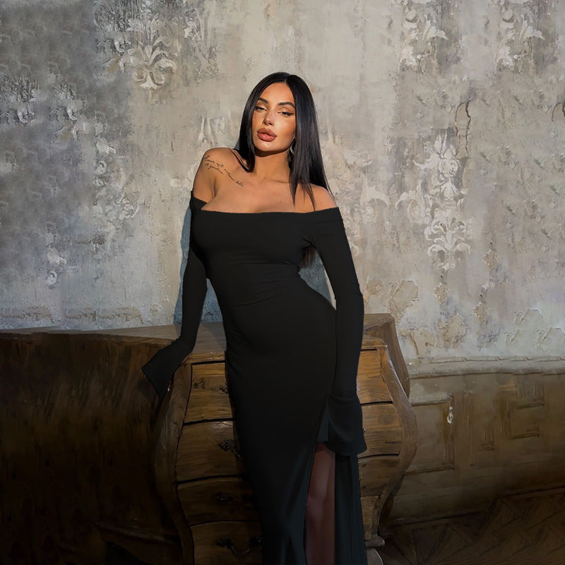 Off Shoulder Tied Elegant Fall Maxi Dress