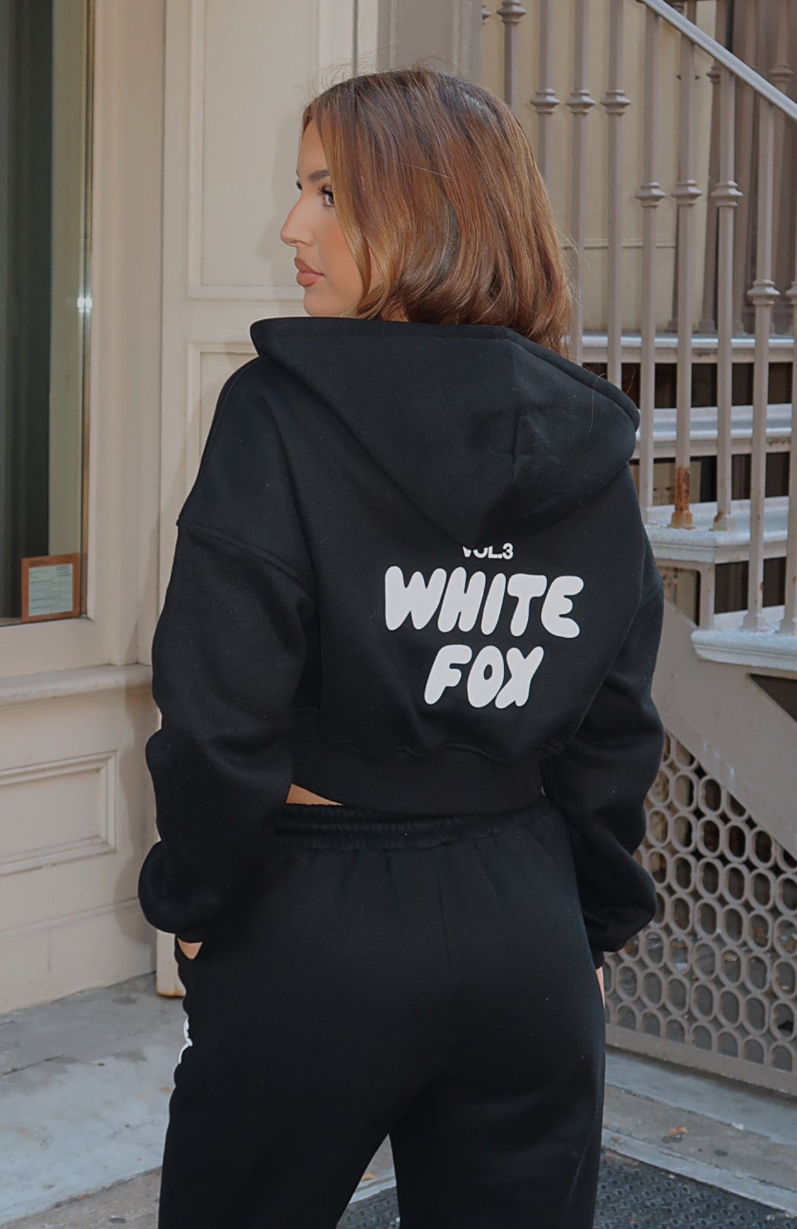 Offstage Cropped Zip Monochrome Hoodie