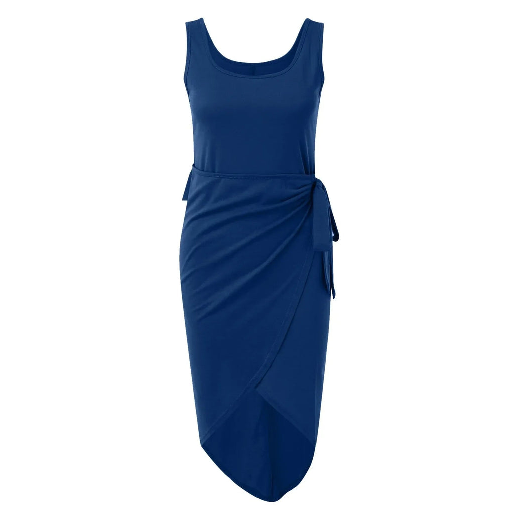 One Shoulder Ruffled Wrap Bodycon Midi Dress