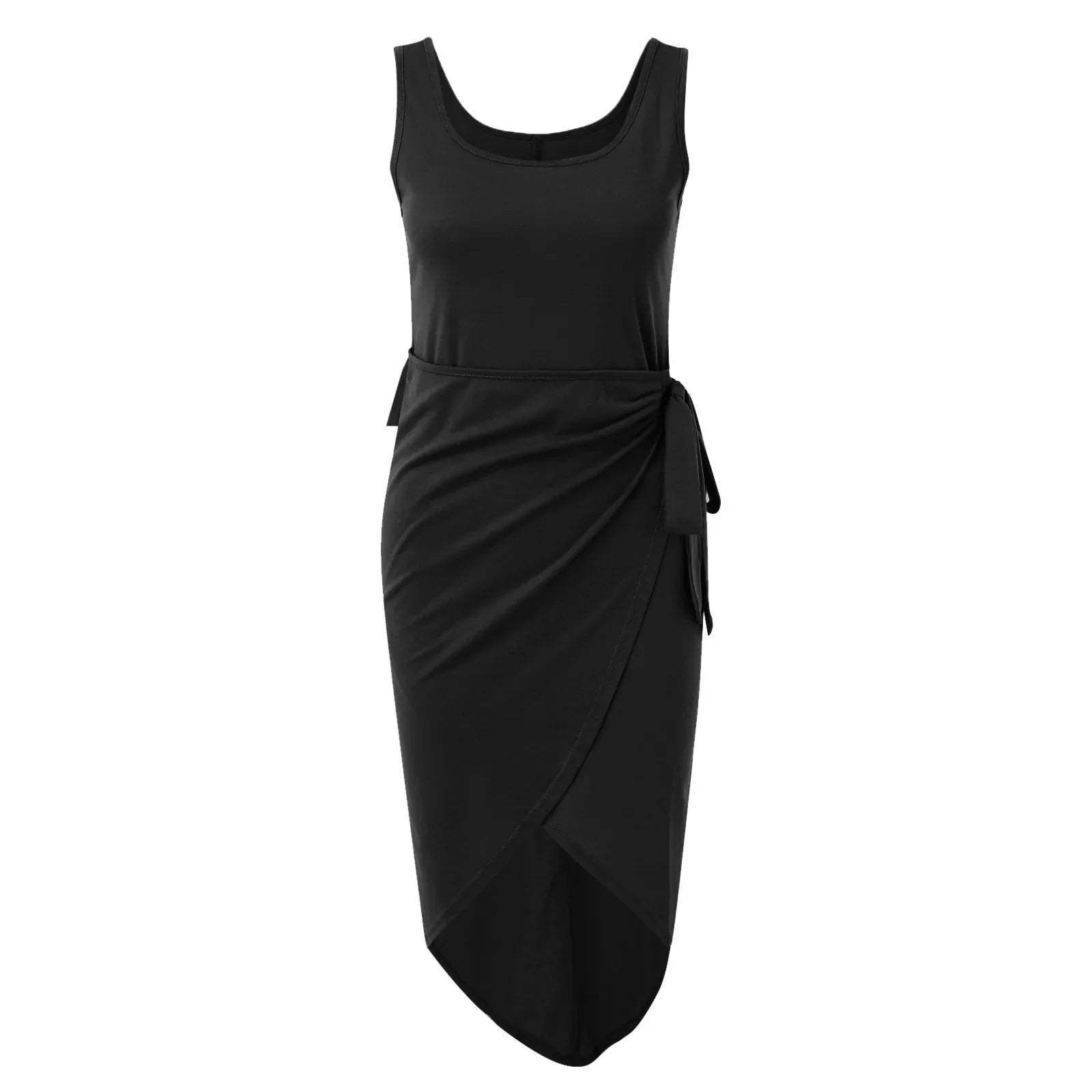 One Shoulder Ruffled Wrap Bodycon Midi Dress
