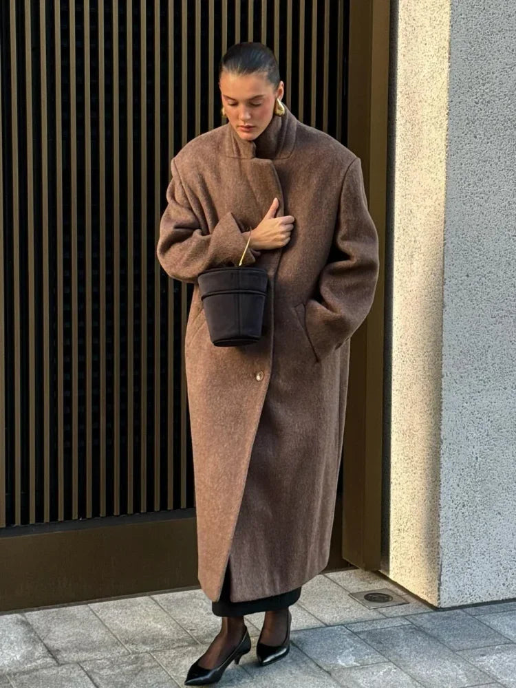 Long Scarf Wool Blend Coat
