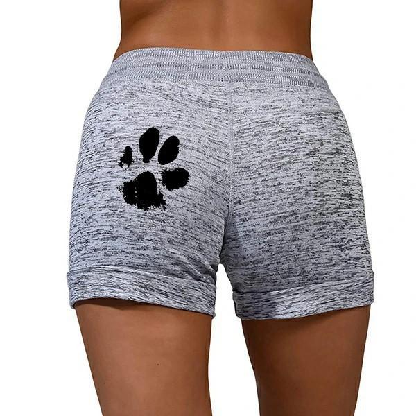 Paw Print Yoga Elastic Waist Short