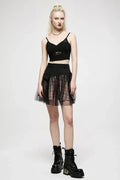 Plaid Mesh Panel College Style Mini Dress