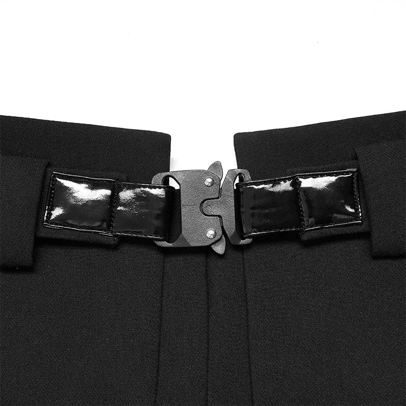 Black A Line Buckle Detail Functional Mini Dress