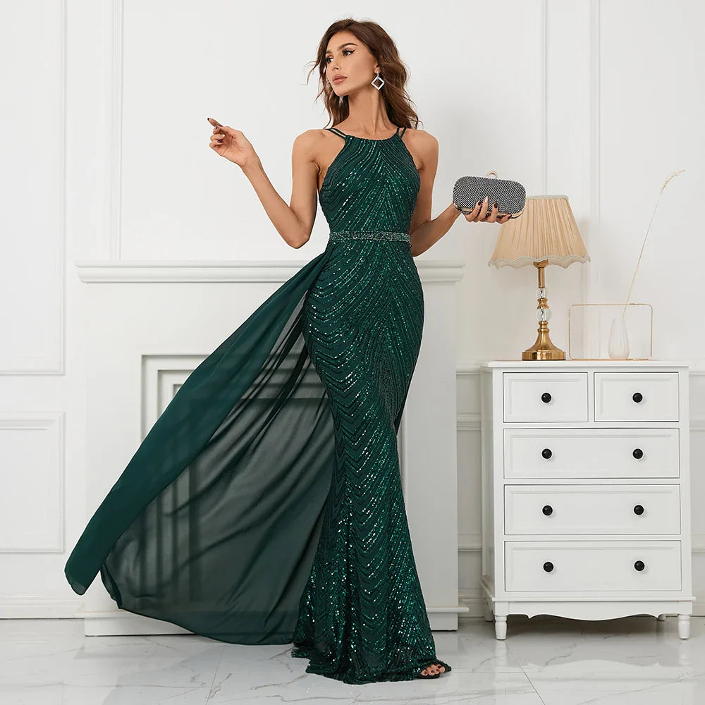Off Shoulder Tassel Sequin Cross Back Party Dress