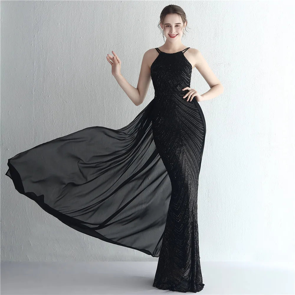 Off Shoulder Tassel Sequin Cross Back Party Dress