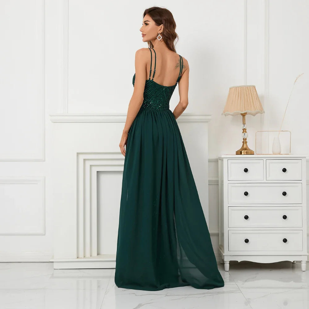 Off Shoulder Tassel Sequin Cross Back Party Dress