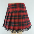Plaid Contrast Lace Pleated Vintage Skater Mini Dress