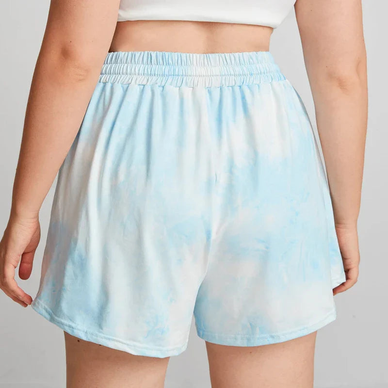 Tie Dye Wide Leg Knot Sporty Loose Short