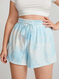 Tie Dye Wide Leg Knot Sporty Loose Short