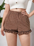 Elastic Waist Polka Dot Frill Beach Short