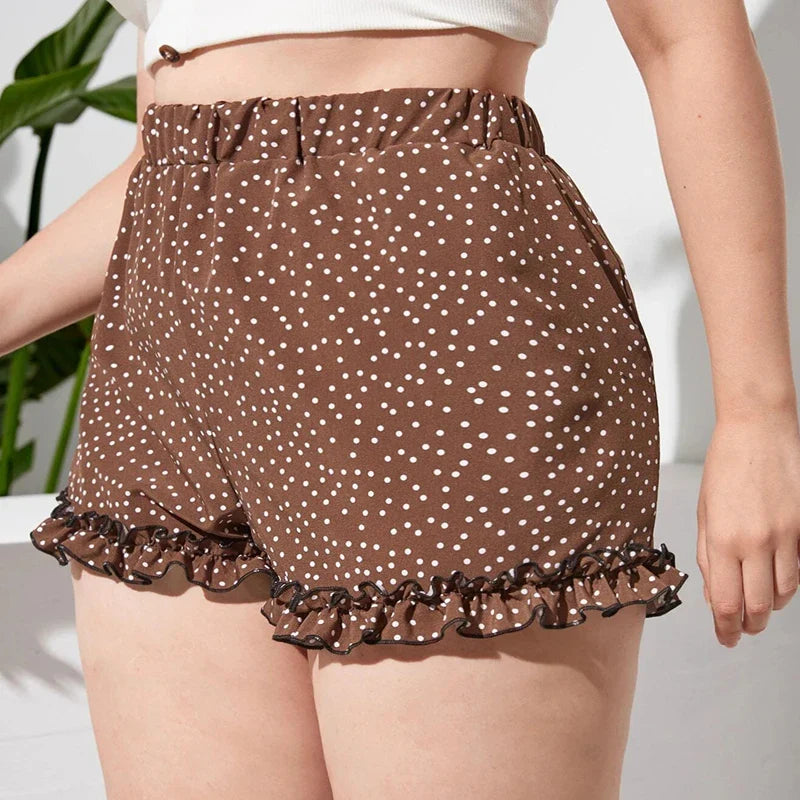 Elastic Waist Polka Dot Frill Beach Short