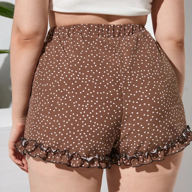Elastic Waist Polka Dot Frill Beach Short