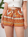 Floral Knot Waist Boho Casual Summer Short