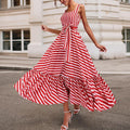 Polka Dot Mixed Design Maxi Dress