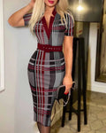 Polka Dot V Neck Long Sleeve Midi Dress
