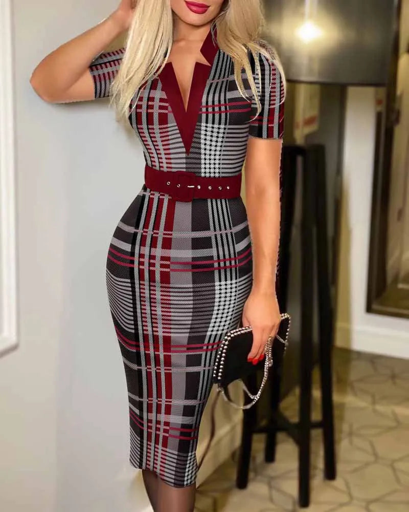 Polka Dot V Neck Long Sleeve Midi Dress