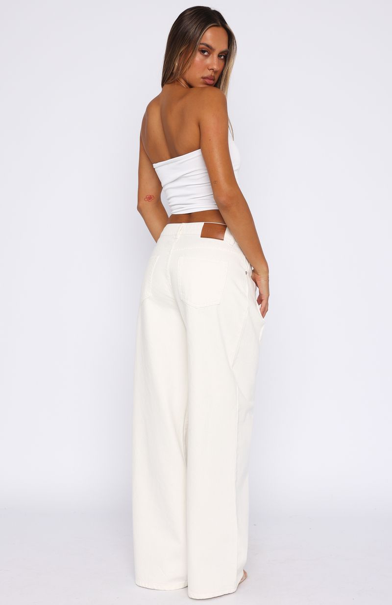 Low Rise Off White Wide Leg Jean
