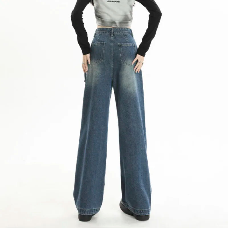 Punk Pocket High Waist Wide Leg Jean
