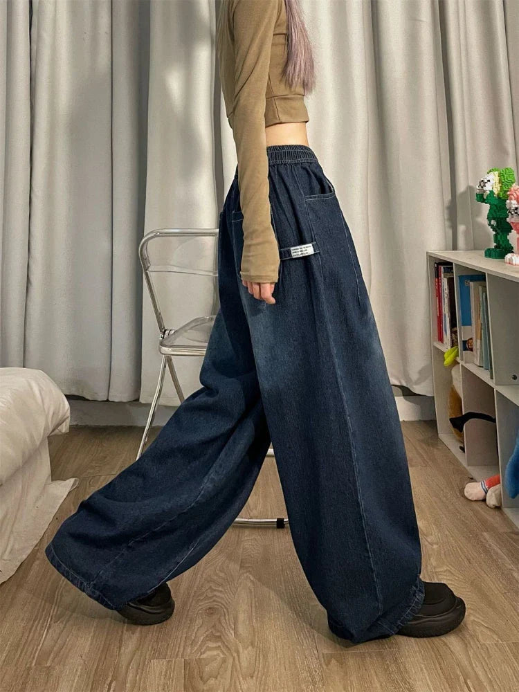 High Waist Elastic Oversized Denim Jean