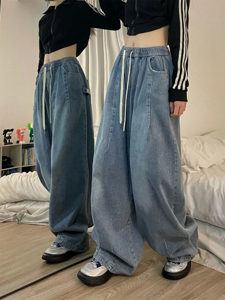 High Waist Elastic Oversized Denim Jean