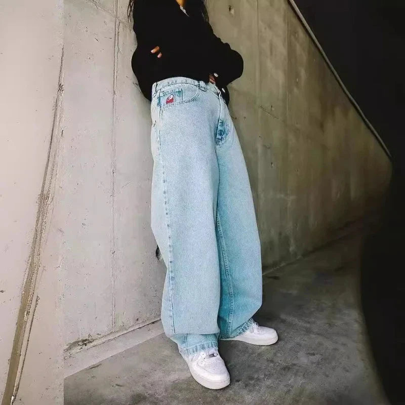 Hip Hop Embroidery Wide Leg Retro Jean