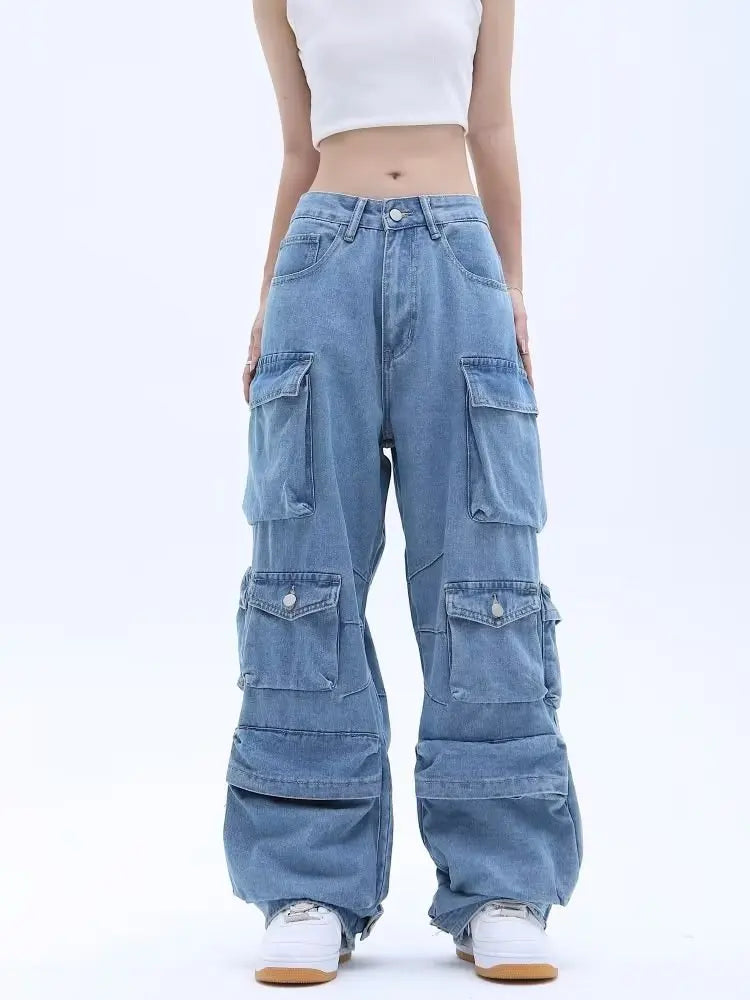 Classic Multi Pocket Cargo Wide Leg Jean
