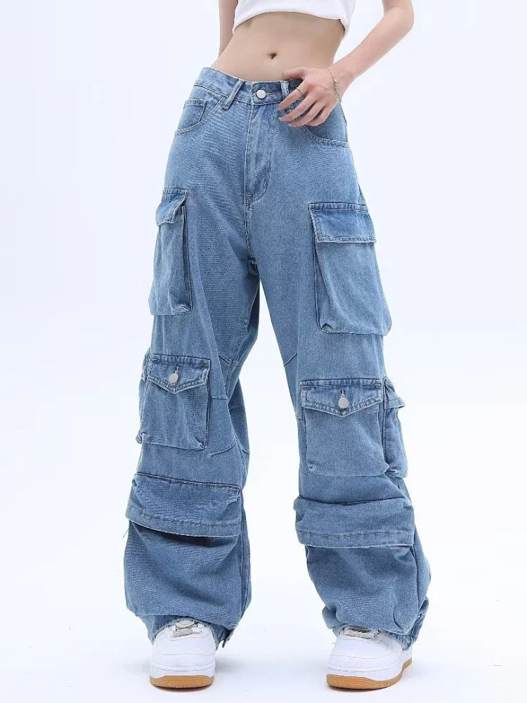 Classic Multi Pocket Cargo Wide Leg Jean