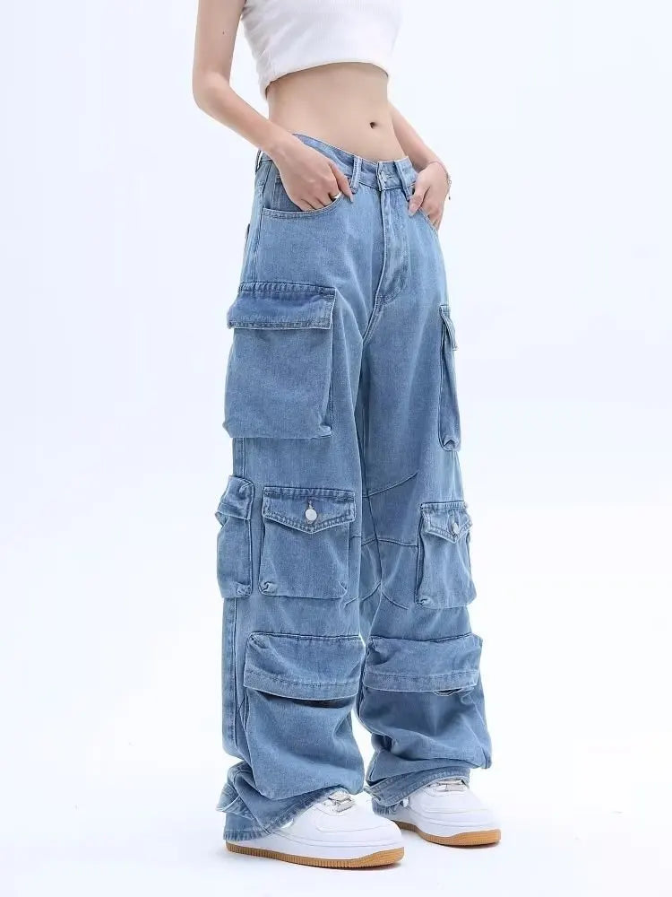 Classic Multi Pocket Cargo Wide Leg Jean