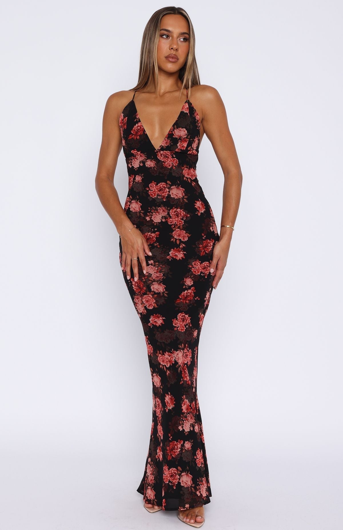 Terracotta Floral Romantic Maxi Dress