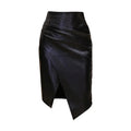 PU Leather Office High Waist Slim Midi Skirt