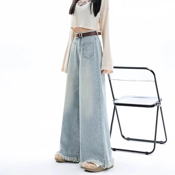 Draped Loose Waist Floor Skirt Jean